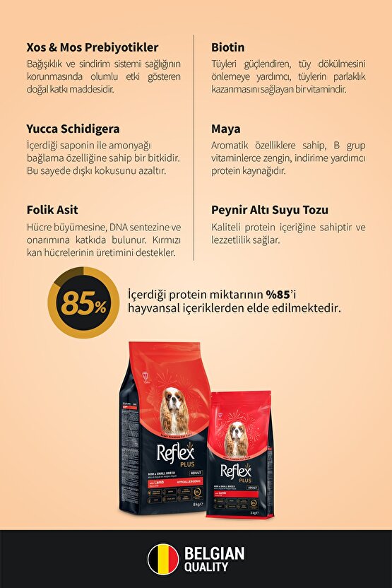 Plus Kuzu Etli Mini ve Küçük Irk Yetişkin Köpek Maması 3 Kg