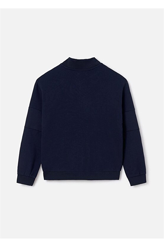 Erkek Çocuk Kontrast Fermuarlı Sweatshirt Lacivert 6474