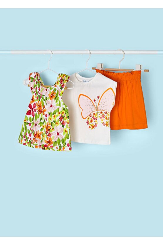 Kız Çocuk Etek Tişört 3 Lü Set 3954