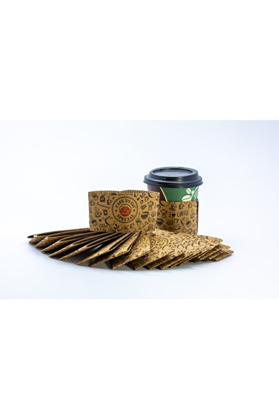 Kraft Baskılı 8 Oz Karton Bardak Tutacağı (SLEEVEE) 200 Adet