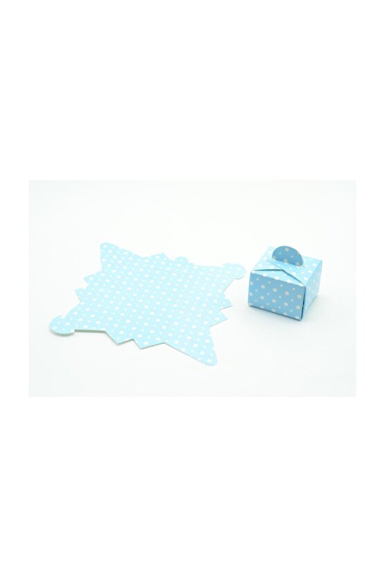 Mavi Renkte Puantiyeli Lokum Kutusu 3*5,5 Cm 50 Adet