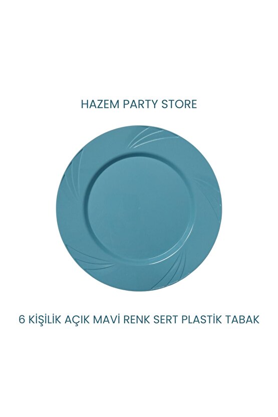 Plastik Sert Mika Tabak Açık Mavi Renk 6 Adet