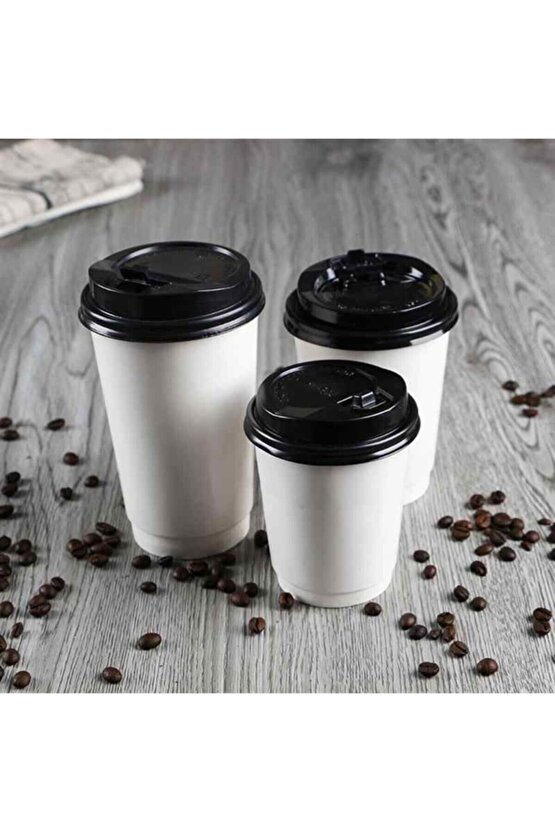 16 Oz Karton Bardak + Kapak Set 50 Adet