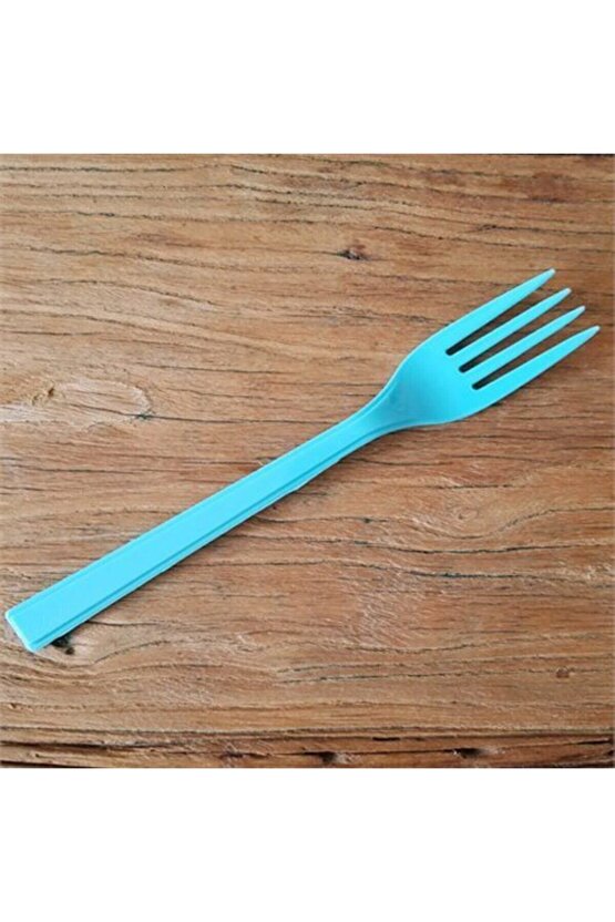 Mavi Plastik Çatal 18 cm-25 Adet