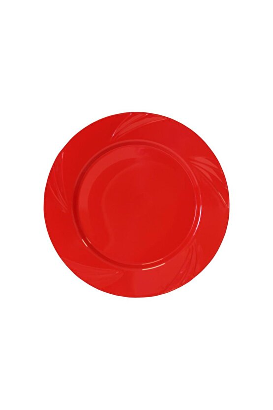 Plastik Tabak Sert Lüks 22cm (6 Adet) Kırmızı