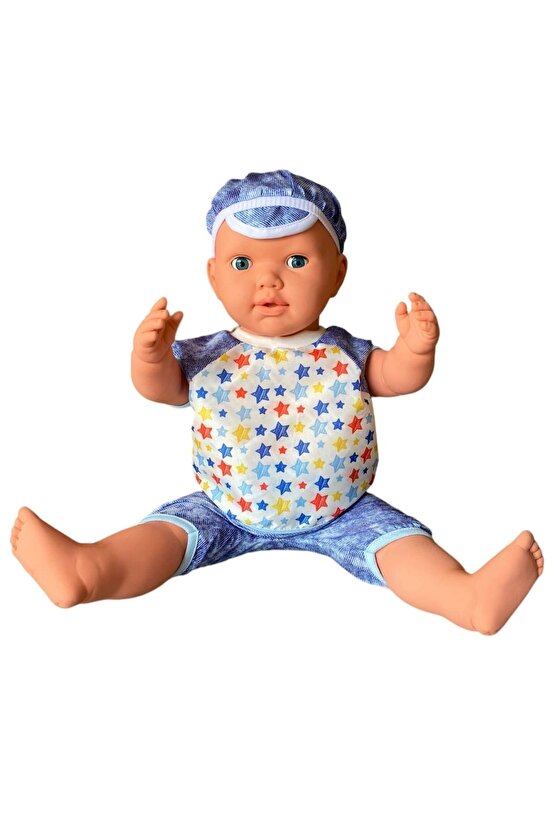Oynar Gözlü Türkçe Konuşan Berke Kel Et Bebek 60 Cm. - Konuşabilen Bebek - Kel Büyük Bebek