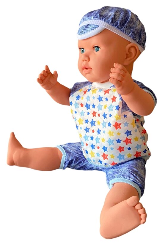Oynar Gözlü Türkçe Konuşan Berke Kel Et Bebek 60 Cm. - Konuşabilen Bebek - Kel Büyük Bebek
