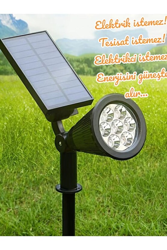 Yeşil Solar Led Bahçe Aydınlatması - Güneş Enejisi Ledli Çim Lambası - Güneş Enerjili Saplamalı