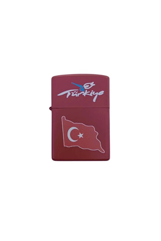 Kirmizi Renkli Benzinli Turkiye Yazili Ayyildiz Bayrakli Cakmak