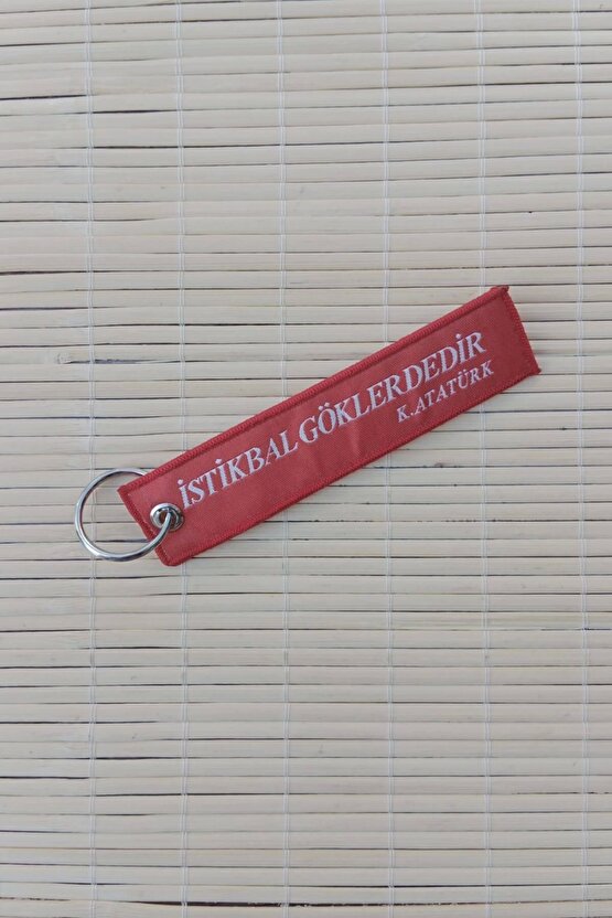 Hurjet istikbal Goklerdedir Kirmizi Beyaz Nakis islemeli Bez Anahtarlik