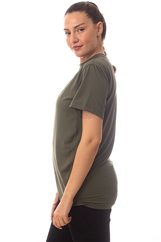 Kisa Kollu Yesil Renk Yuvarlak Yakali Microfiber Thermal iclik Tisort
