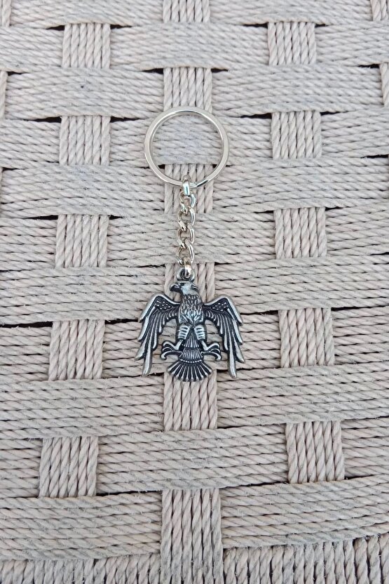 Ozel Tasarim Kartal dokumlu Kabartmali Metal Anahtarlik