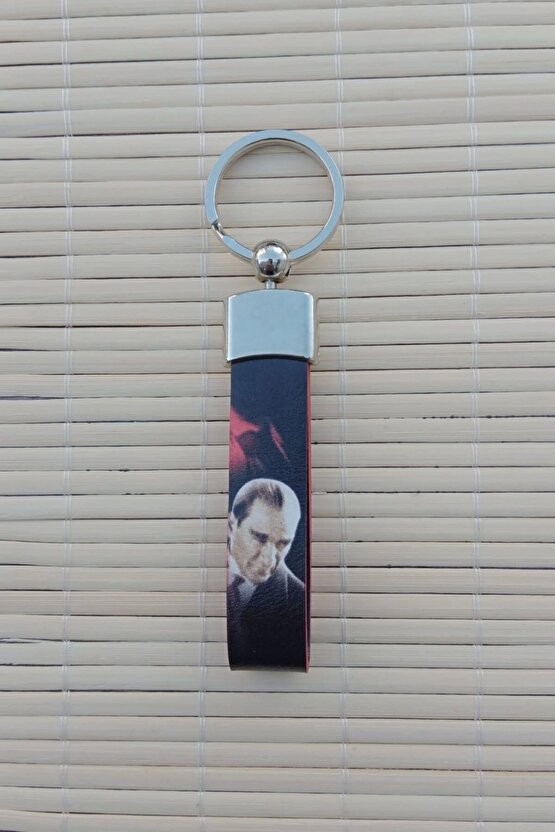 ataturk siluetli kemal ataturk imzali hakiki deri hediyelik anahtarlik