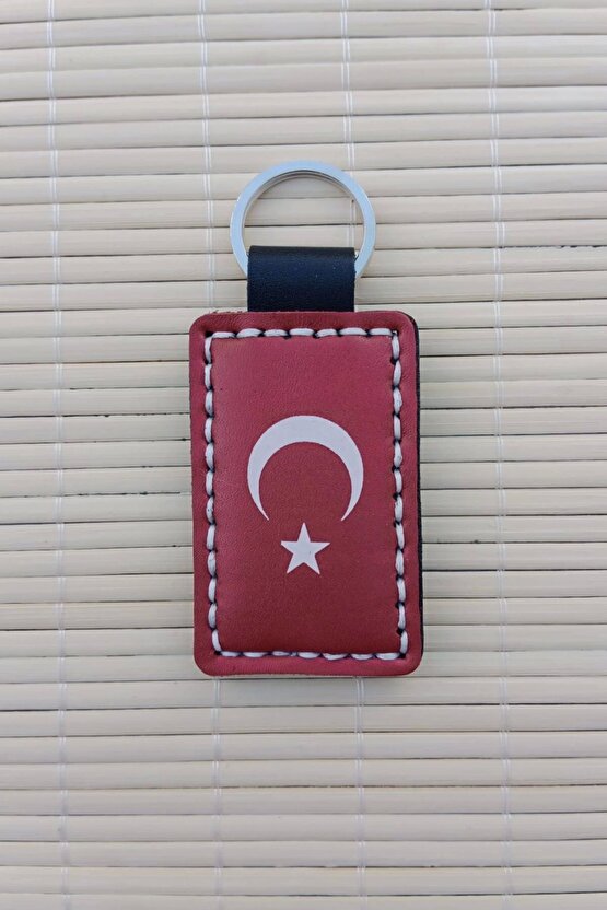 Ataturk Siluetli ozel Tasarim imzali Hakiki Deri Hediyelik Anahtarlik