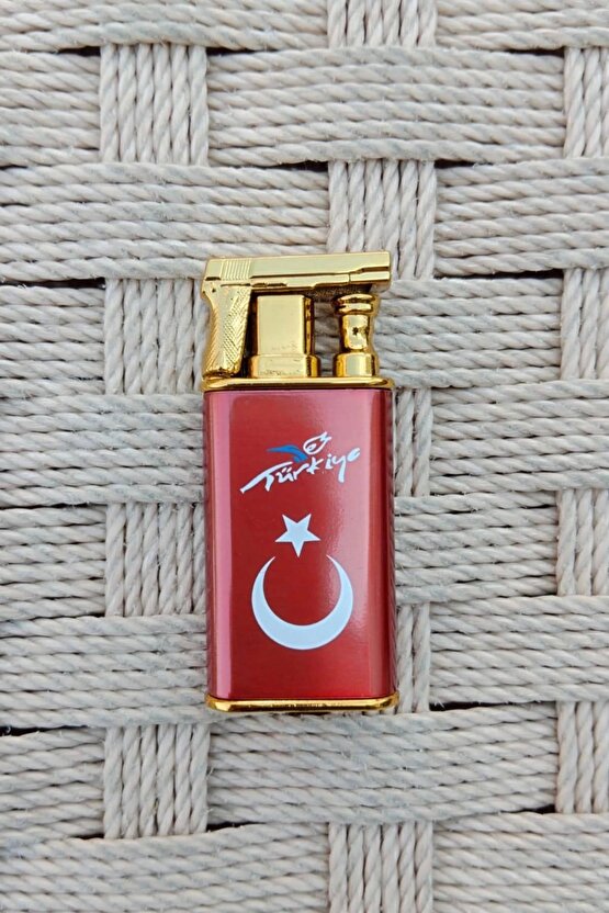 Kirmizi Turkiye Yazili Tabanca Baslikli Cift Manyetolu Torch Cakmak