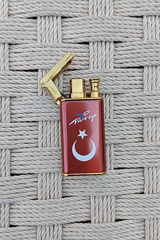 Kirmizi Turkiye Yazili Tabanca Baslikli Cift Manyetolu Torch Cakmak