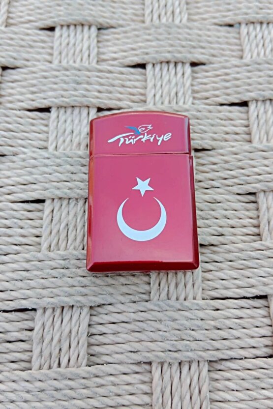Kirmizi Renkli Turkiye Yazili Bayrak Desenli Tasli Cakmak