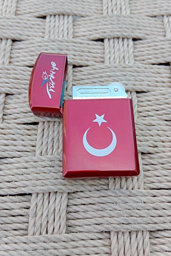 Kirmizi Renkli Turkiye Yazili Bayrak Desenli Tasli Cakmak
