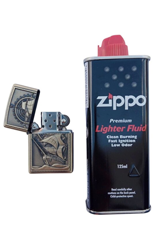 Sari Renk Pusulali Savas Gemili kabartmali premium zippo Cakmak