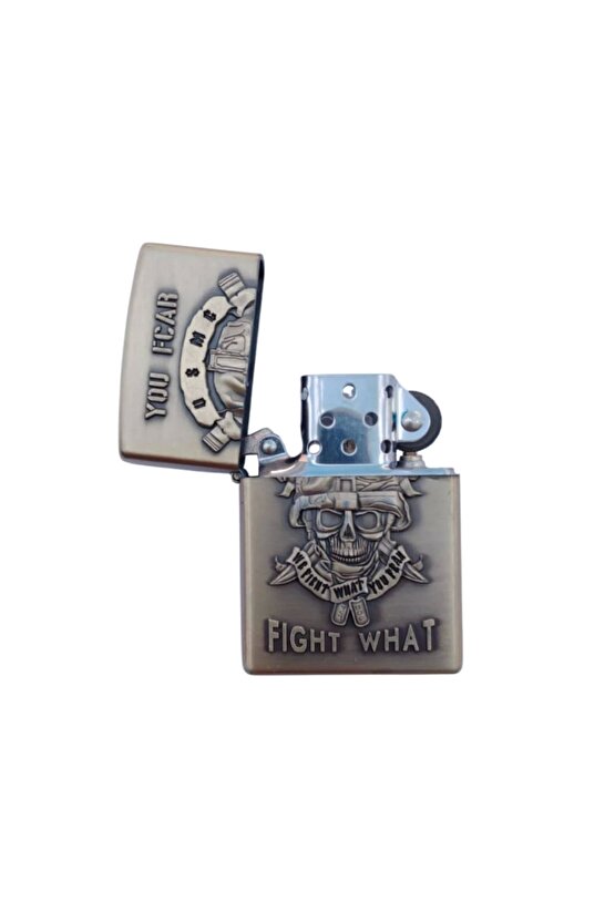 You Fcar Fight What Yazili Kuru Kafa kabartmali premium zippo Cakmak
