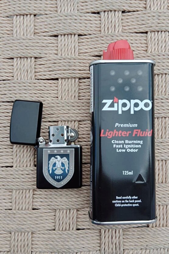 Siyah Hava Kuvvetleri Amblemli Benzinli premium zippo Cakmak