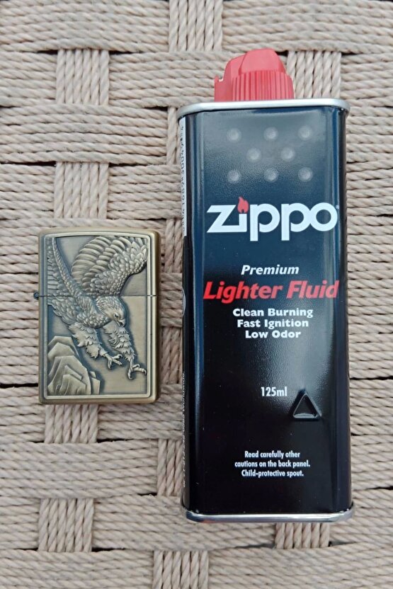 Sari renkli Savasci Kartal Desenli kabartmali premium zippo Cakmak