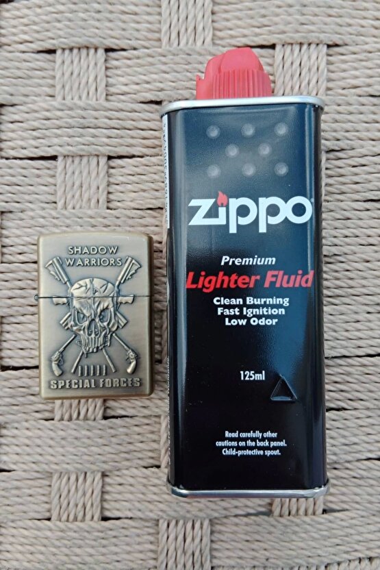 Shadow Warriors Special Forces Yazili kabartmali zippo Cakmak