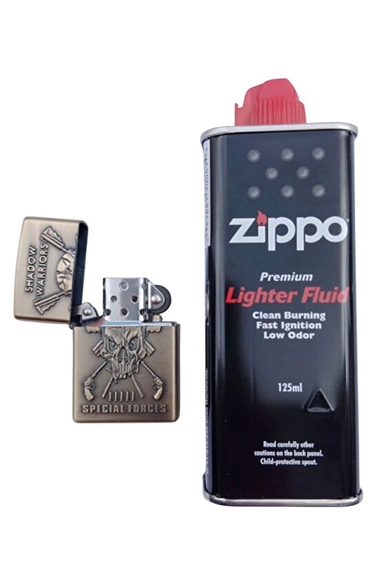 Shadow Warriors Special Forces Yazili kabartmali zippo Cakmak