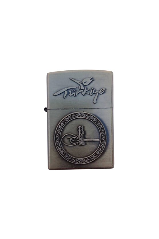 Sari Turkiye Yazili Osmanli Tugrali kabartmali premium zippo Cakmak