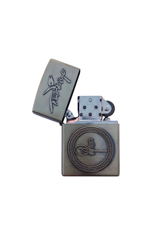 Sari Turkiye Yazili Osmanli Tugrali kabartmali premium zippo Cakmak