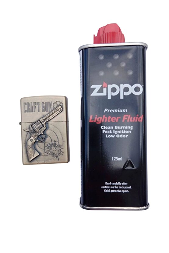 38 lik Tabanca kabartmali Craft Gun yazili premium zippo Cakmak