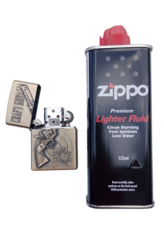 38 lik Tabanca kabartmali Craft Gun yazili premium zippo Cakmak