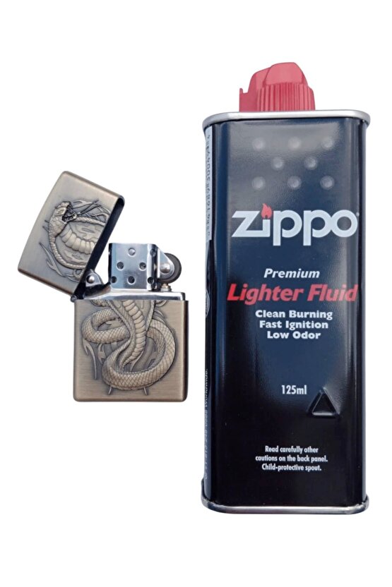 Snake Kobra yilan kabartmali premium zippo Cakmak