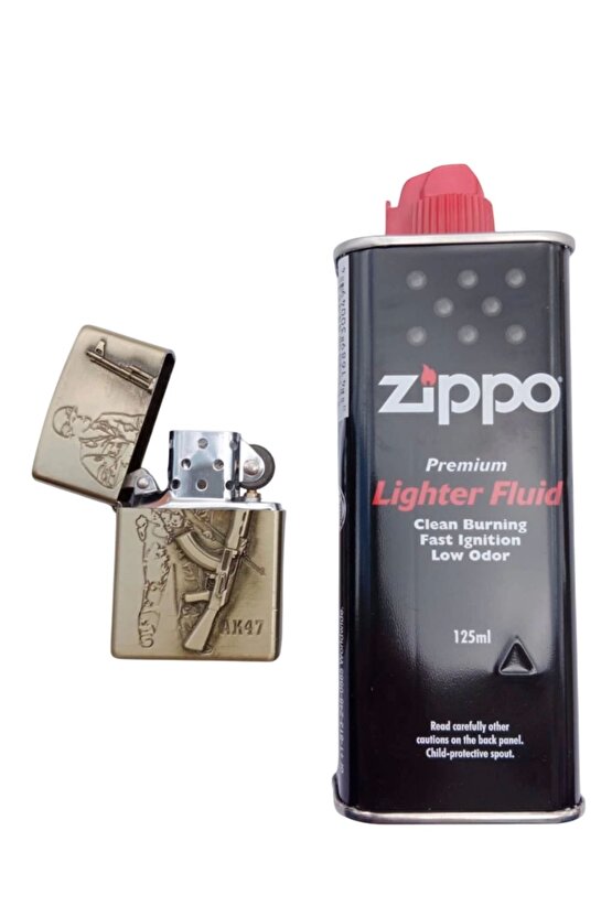AK-47 Tufekli asker kabartmali premium zippo Cakmak