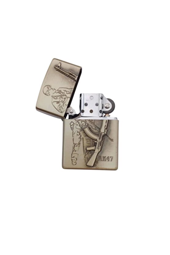 AK-47 Tufekli asker kabartmali premium zippo Cakmak