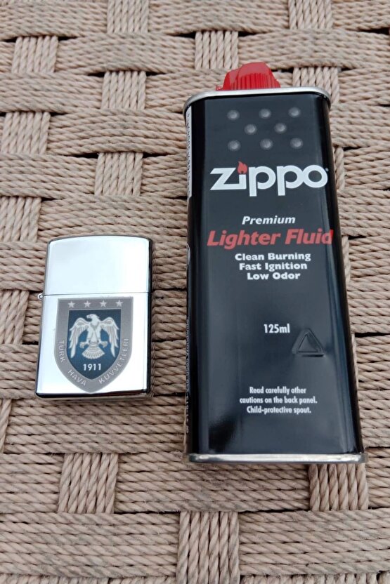 Hava Kuvvetleri Amblemli Benzinli premium Metal zippo Cakmak