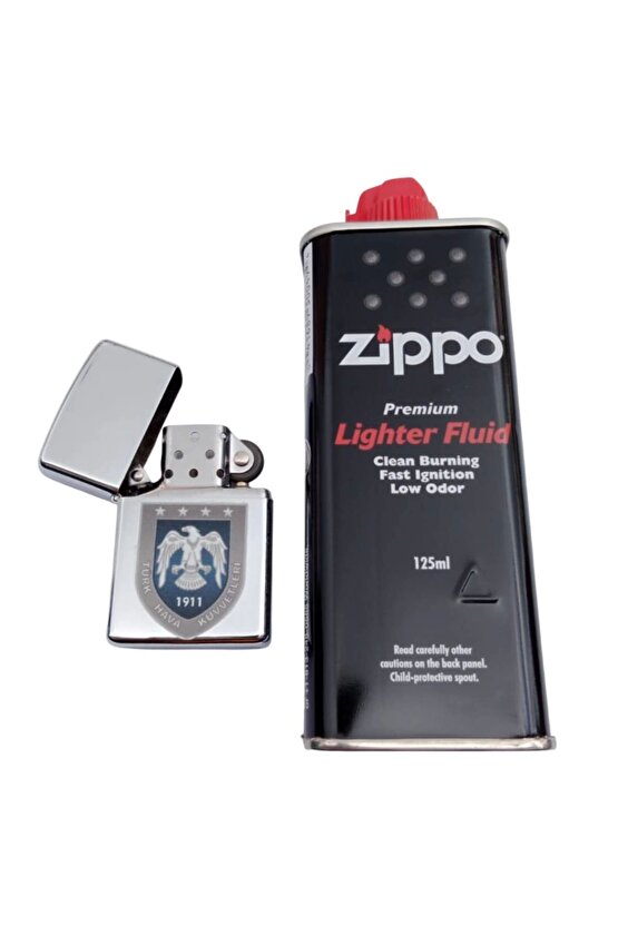 Hava Kuvvetleri Amblemli Benzinli premium Metal zippo Cakmak