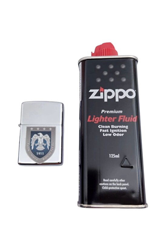 Hava Kuvvetleri Amblemli Benzinli premium Metal zippo Cakmak
