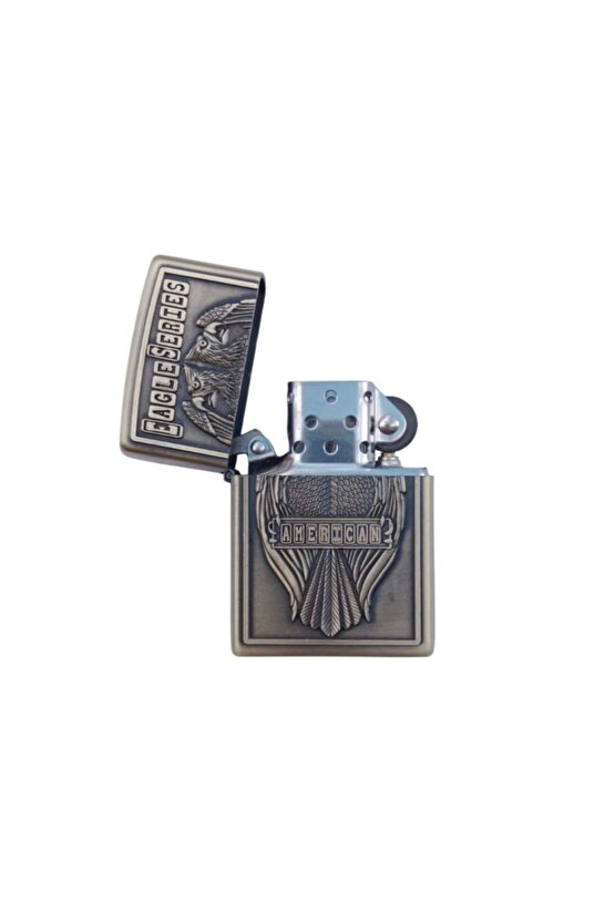 cift basli Eagle Series American yazili kabartmali zippo Cakmak
