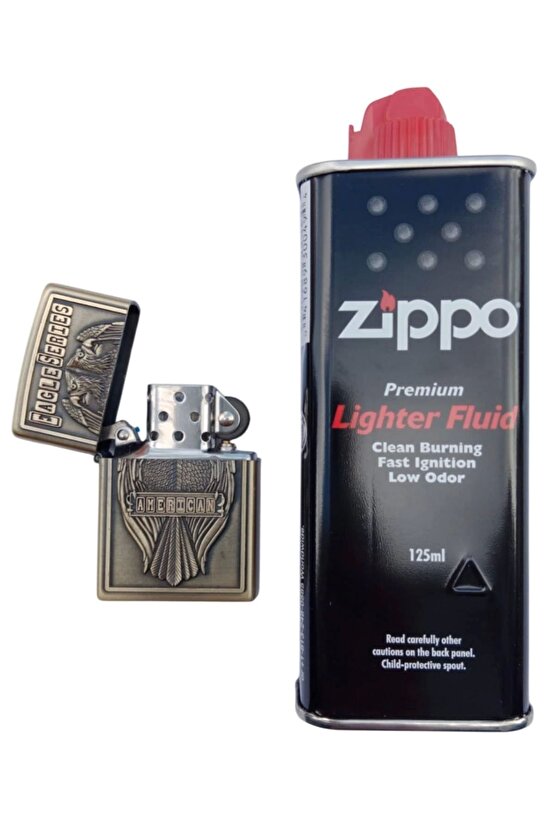 cift basli Eagle Series American yazili kabartmali zippo Cakmak