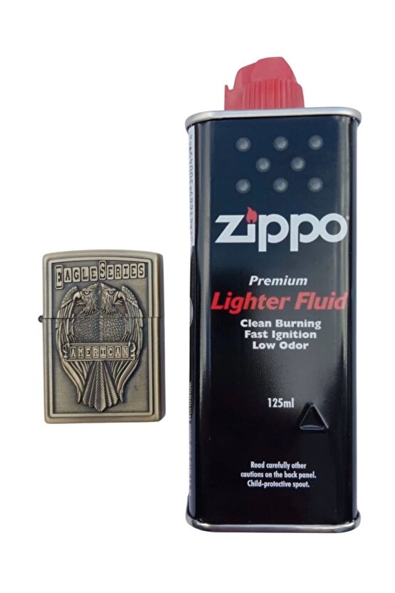 cift basli Eagle Series American yazili kabartmali zippo Cakmak