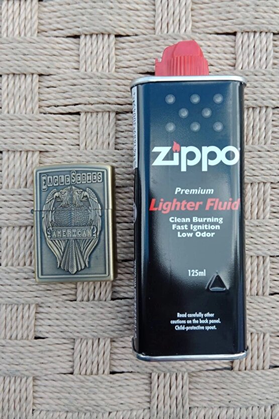 cift basli Eagle Series American yazili kabartmali zippo Cakmak