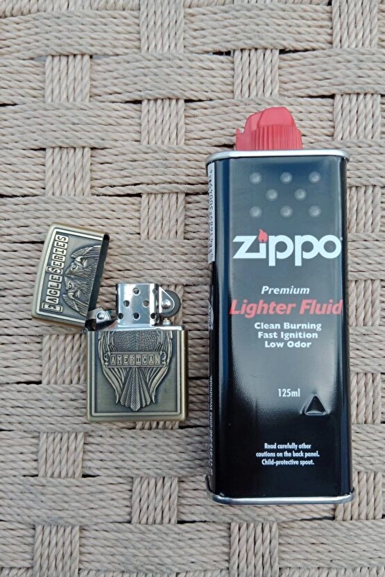 cift basli Eagle Series American yazili kabartmali zippo Cakmak