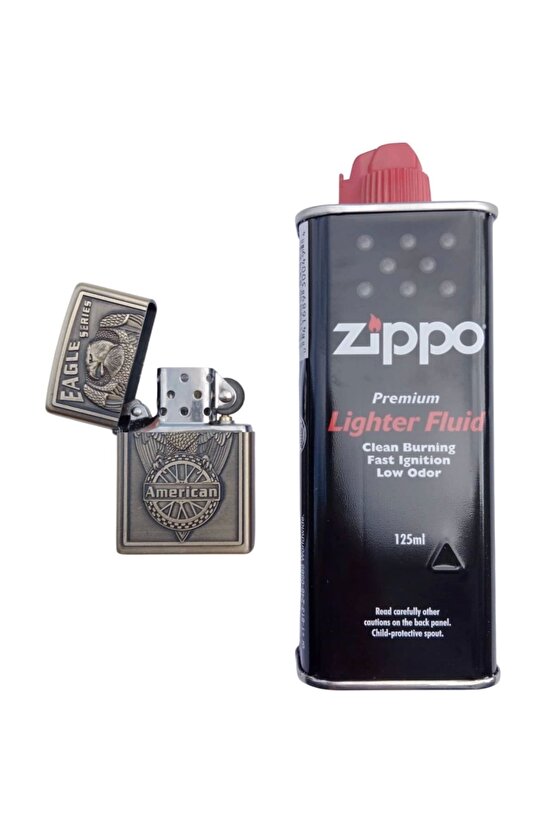Eagle Series American yazili kabartmali premium zippo Cakmak