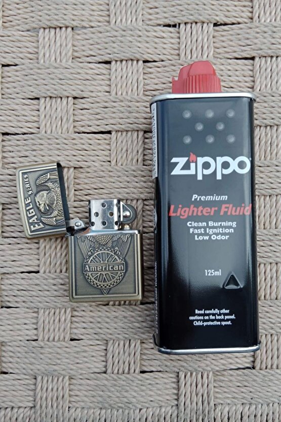 Eagle Series American yazili kabartmali premium zippo Cakmak