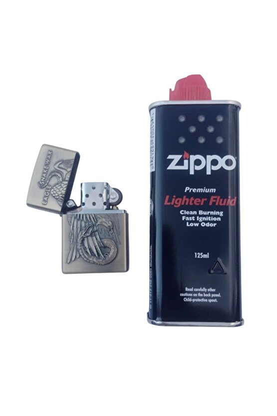 Snake war eagle Yazili kabartmali premium zippo Cakmak