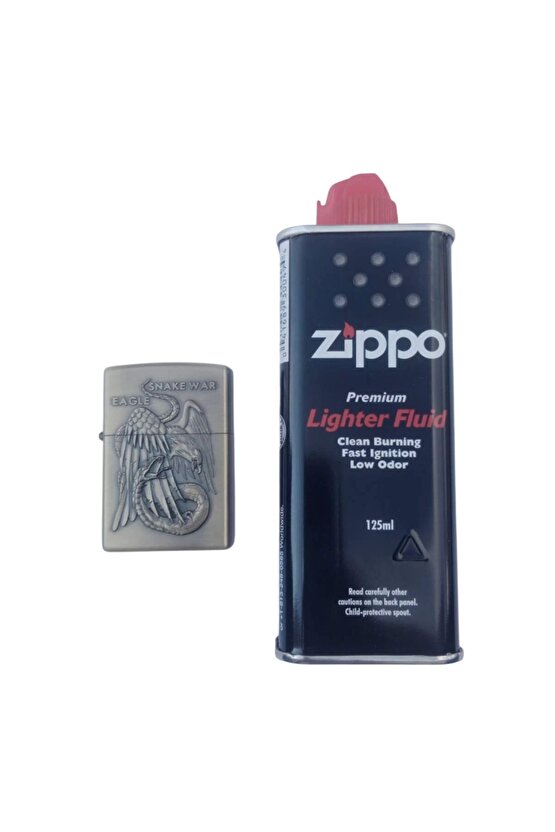 Snake war eagle Yazili kabartmali premium zippo Cakmak
