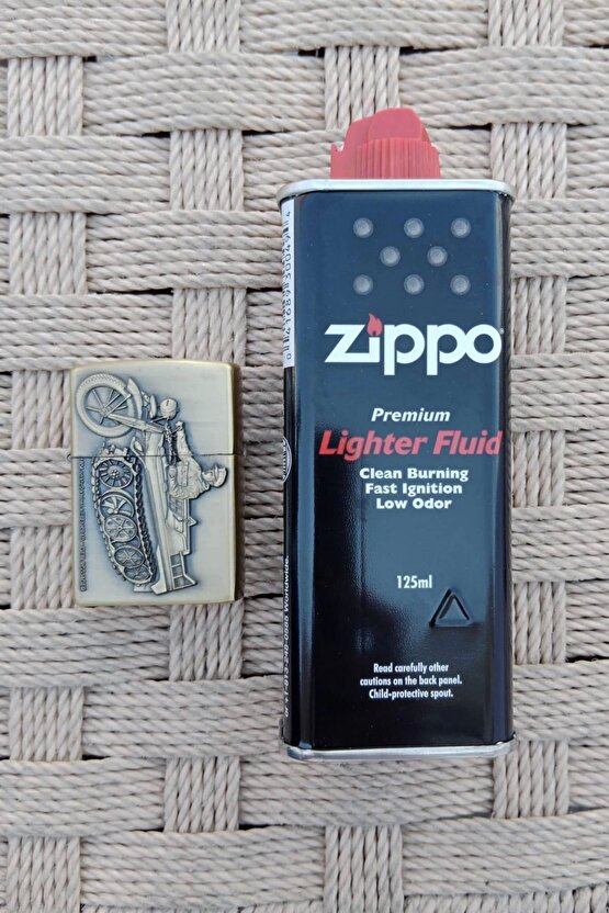 Ozel Tasarim Sari Renkli Benzinli Motorlu Tank Asker Kabartmali premium zippo Cakmak