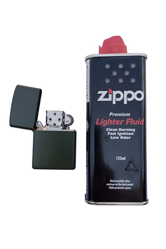 Haki Renkli Benzinli premium zippo Cakmak