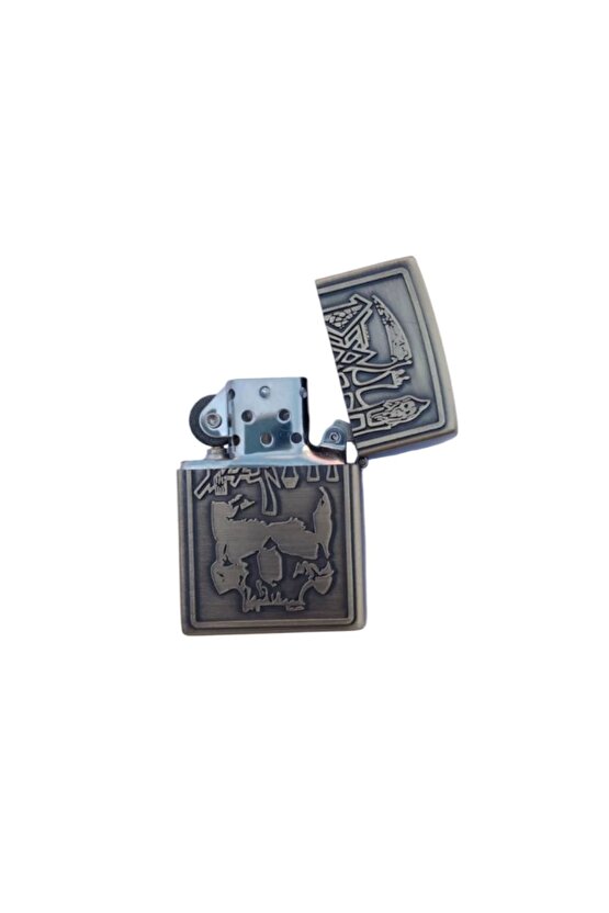 Ozel Tasarim Sari Renkli Benzinli Azrail Kabartmali premium zippo Cakmak